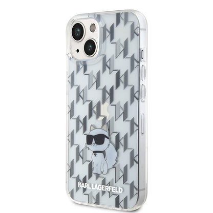 Case for Apple iPhone 15, Karl Lagerfeld, Monogram Choupette, Transparent
