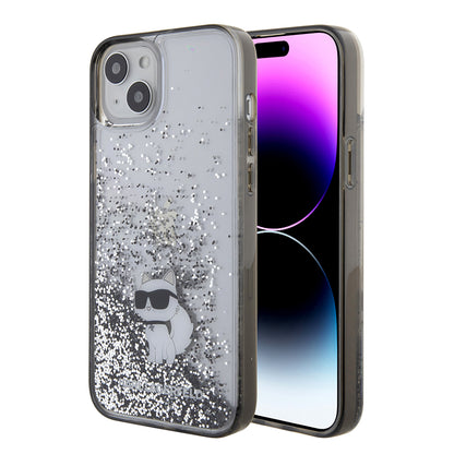 Case for Apple iPhone 15 Plus, Karl Lagerfeld, Liquid Glitter Choupette, Transparent