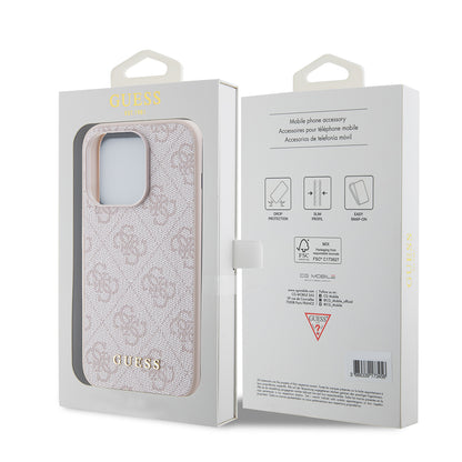 Case for Apple iPhone 15 Pro, Guess, 4G Metal Gold Logo, Pink