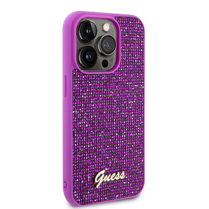 Case for Apple iPhone 15 Pro, Guess, Disco Metal Script, Fuchsia