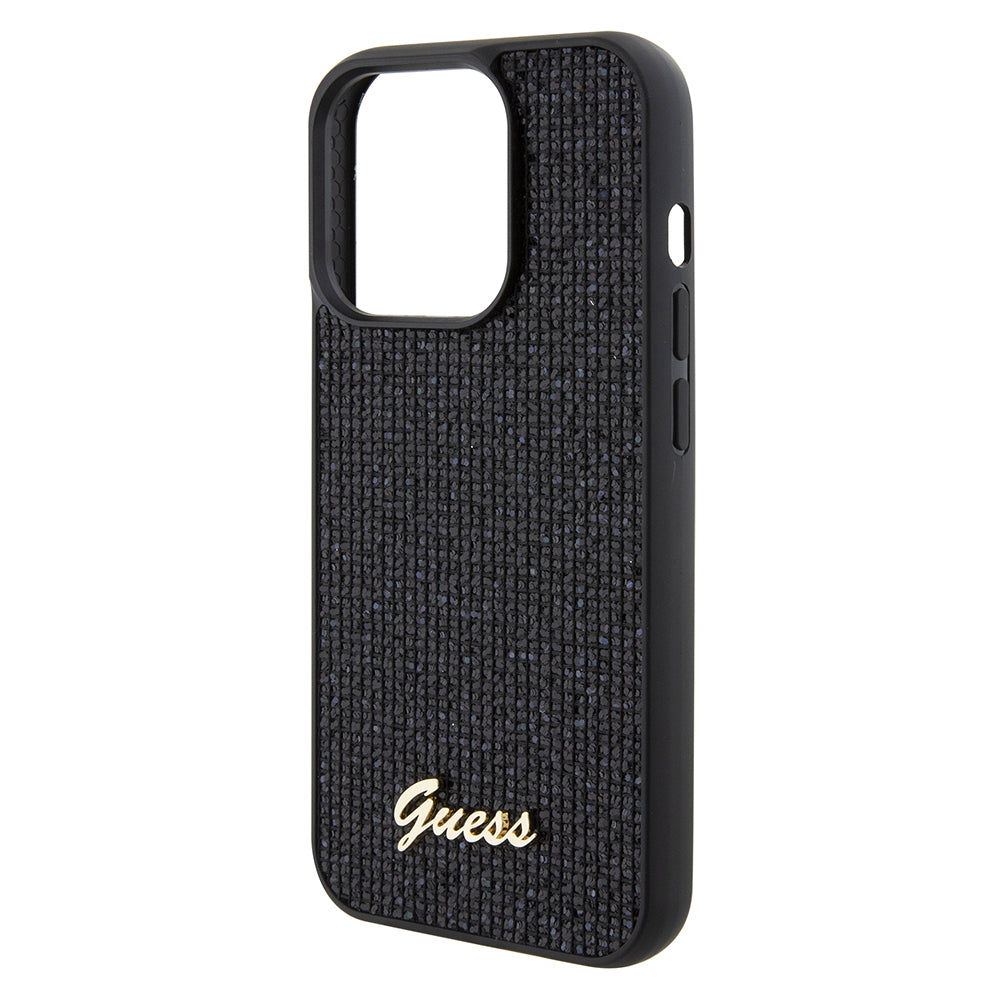 Case for Apple iPhone 15 Pro, Guess, PU Square Mirror Script Logo, Black GUHCP15LPMSDGSK
