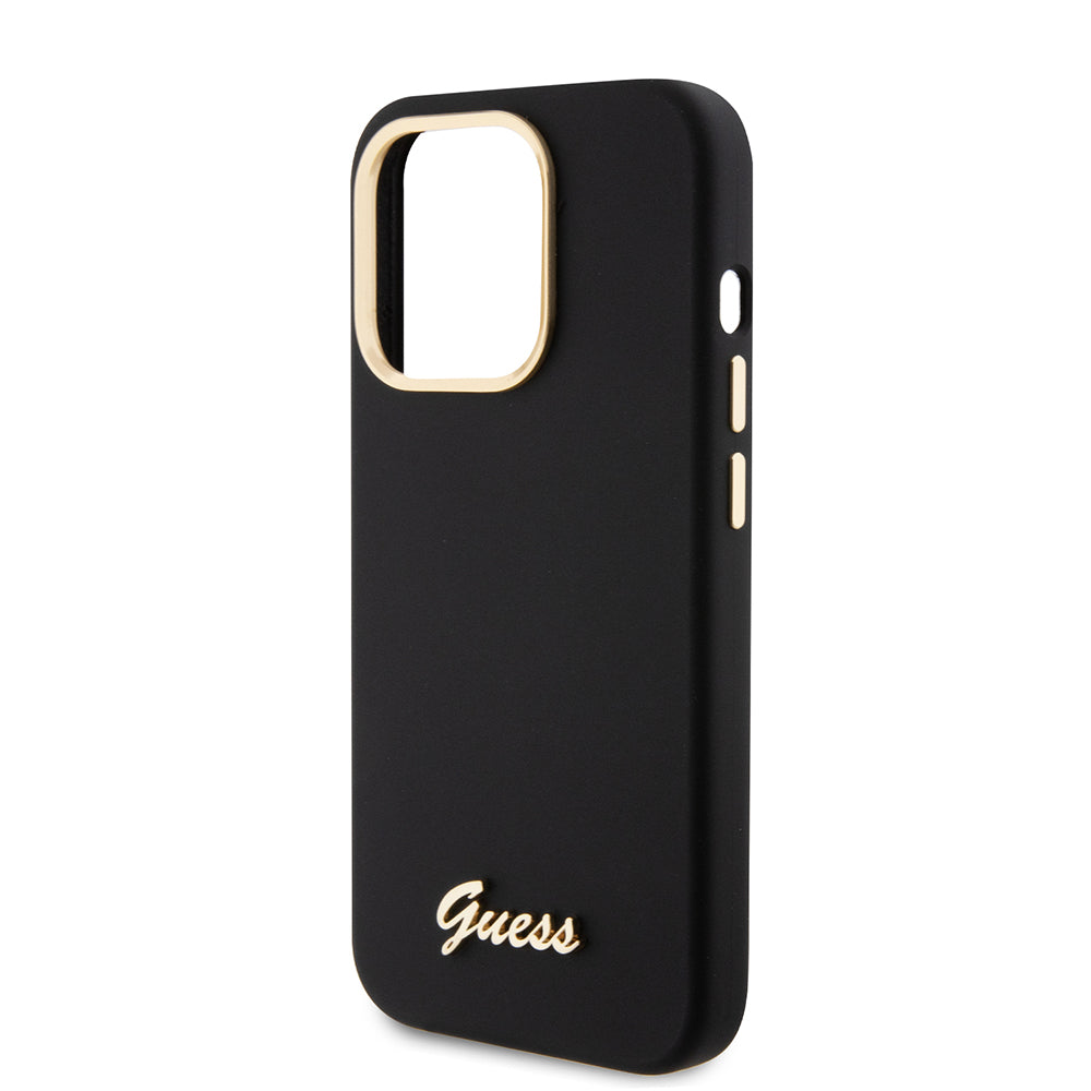 Case for Apple iPhone 15 Pro, Guess, Script Metal Logo & Frame, Black