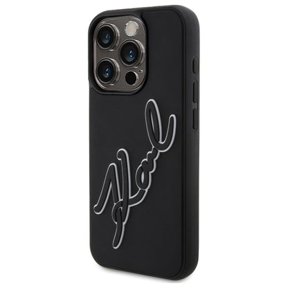 Case for Apple iPhone 15 Pro, Karl Lagerfeld, 3D Rubber Signature, Black