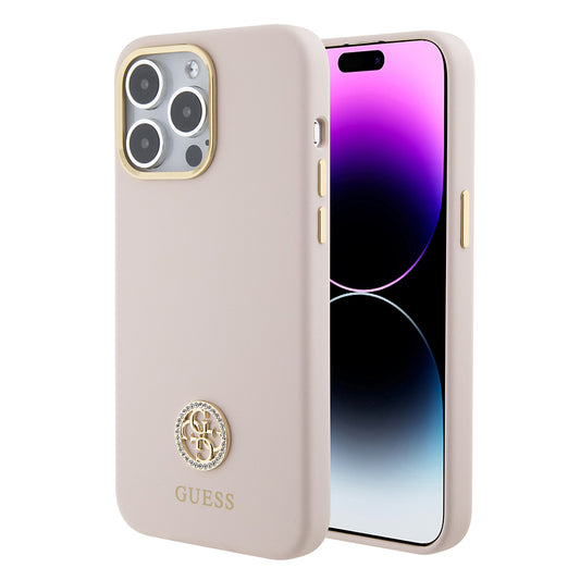 Case for Apple iPhone 15 Pro Max, Guess, 4G Strass Metal Logo, Pink