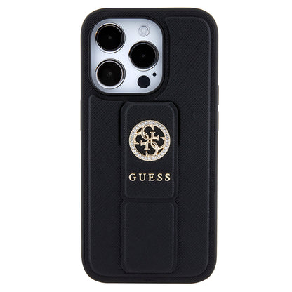 Case for Apple iPhone 15 Pro Max, Guess, Grip Stand 4G Saffiano Strass, Black