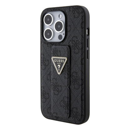 Case for Apple iPhone 15 Pro Max, Guess, Grip Stand 4G Triangle Strass, Black