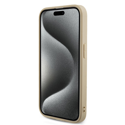 Case for Apple iPhone 15 Pro Max, Guess, Saffiano Iridescent Script, Gold