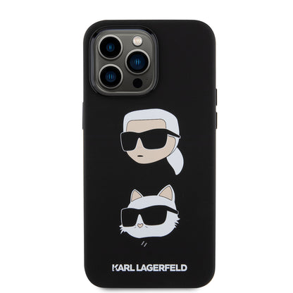 Case for Apple iPhone 15 Pro Max, Karl Lagerfeld, Silicone Karl & Choupette Heads, Black