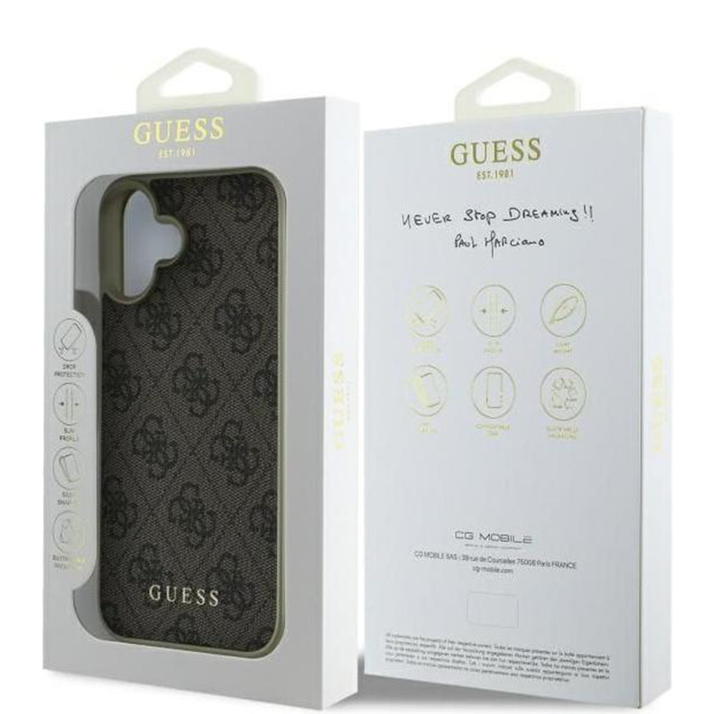 Case for Apple iPhone 16, Guess, 4G Charm, Brown