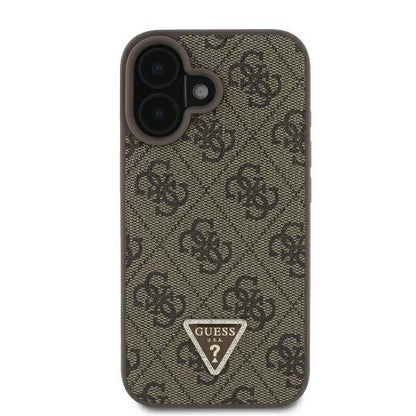 Case for Apple iPhone 16, Guess, 4G Triangle Strass, Brown