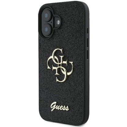 Case for Apple iPhone 16, Guess, Fixed Glitter Big 4G, Black