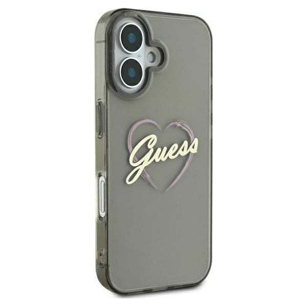 Case for Apple iPhone 16, Guess, IML Heart, Black