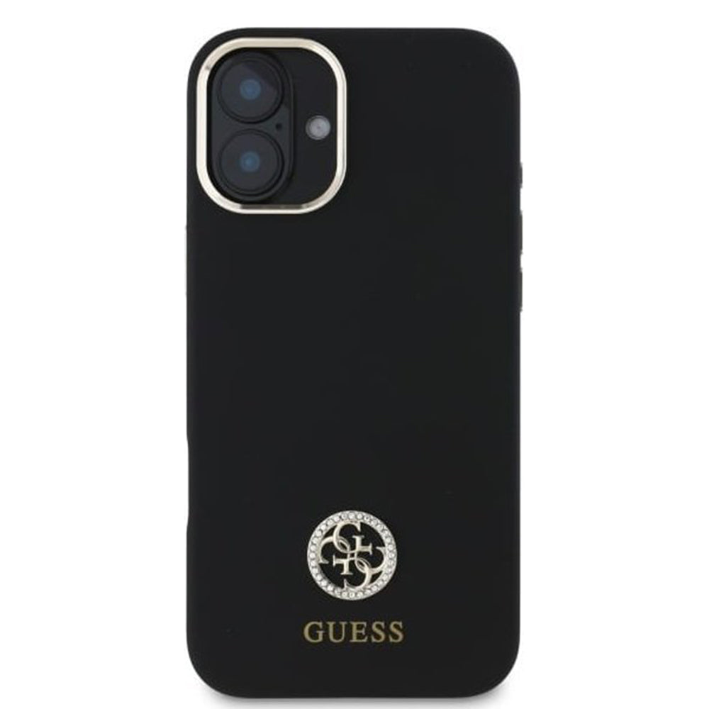 Case for Apple iPhone 16, Guess, Strass 4G Logo, Black