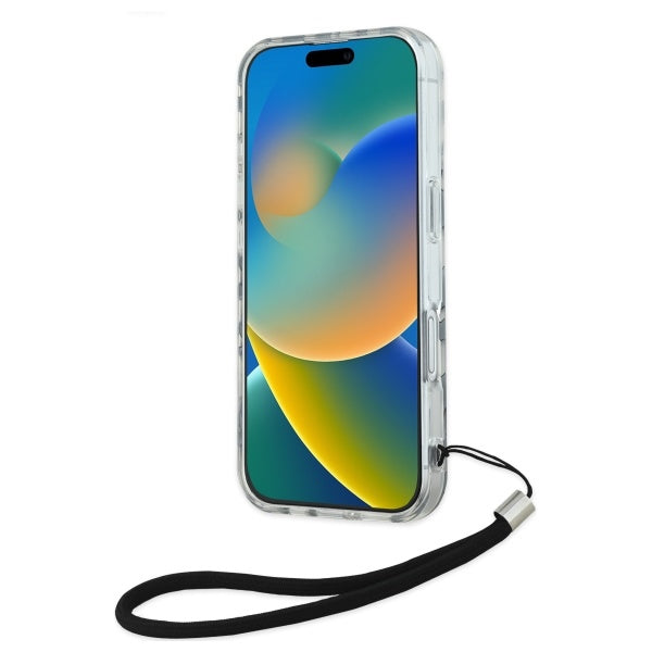 Case for Apple iPhone 16, Karl Lagerfeld, IML Luxury Zebra Pattern with Strap, Black