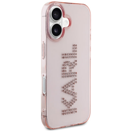 Case for Apple iPhone 16, Karl Lagerfeld, IML Rhinestones Pink Logo, Pink