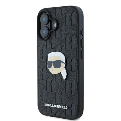 Case for Apple iPhone 16, Karl Lagerfeld, Monogram Karl's Head, Black