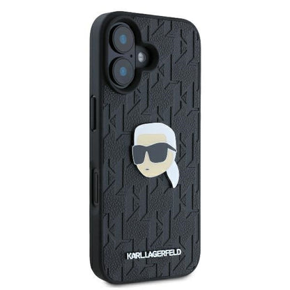 Case for Apple iPhone 16, Karl Lagerfeld, Monogram Karl's Head, Black