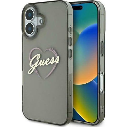 Case for Apple iPhone 16 Plus, Guess, IML Heart, Black