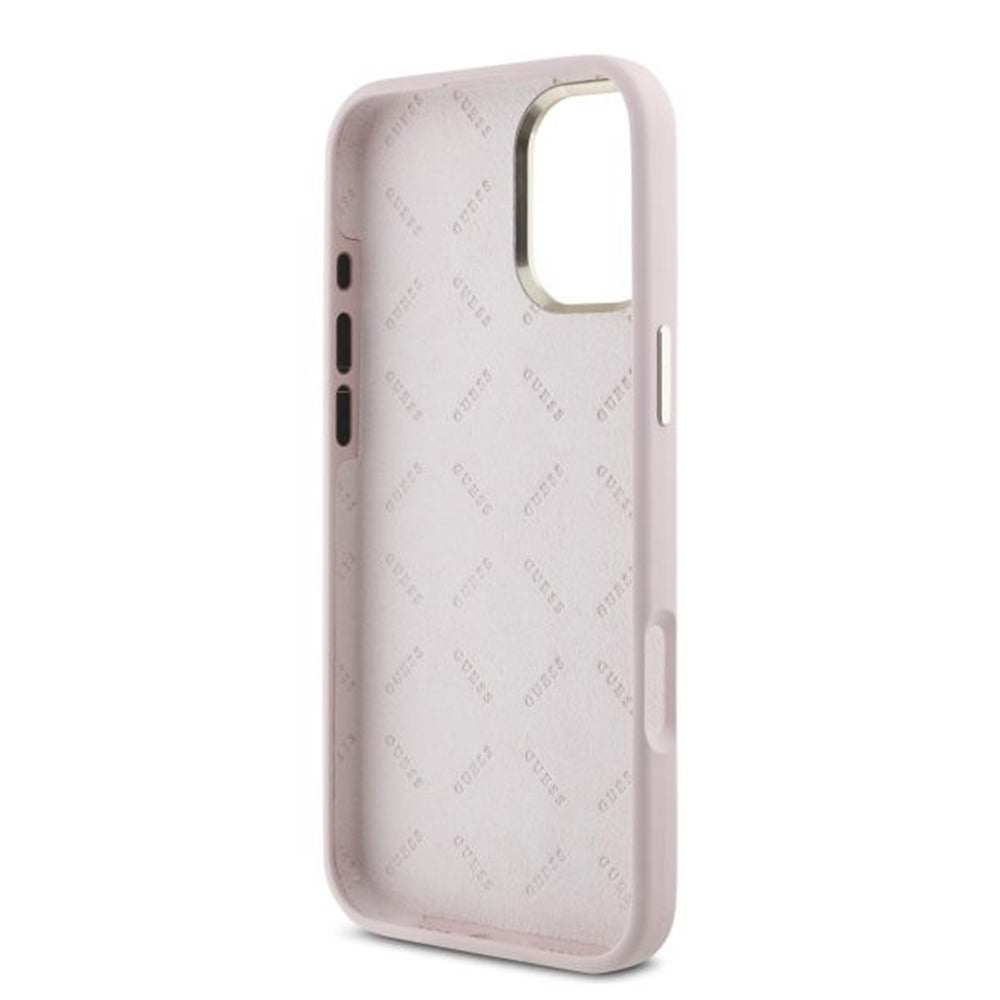 Case for Apple iPhone 16 Plus, Guess, Script Metal Logo & Frame, Pink