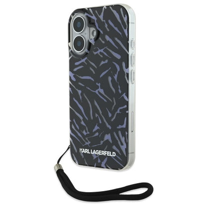 Case for Apple iPhone 16 Plus, Karl Lagerfeld, Zebra with Cord Strap, Purple
