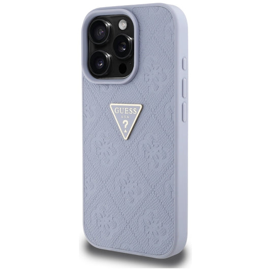 Case for Apple iPhone 16 Pro, Guess, Hot Stamp 4G Pattern Triangle Logo, Light Purple