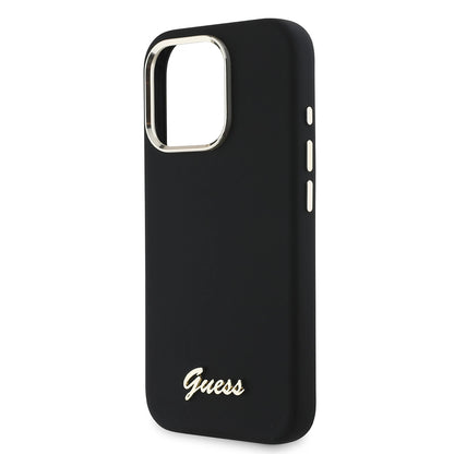 Case for Apple iPhone 16 Pro, Guess, Script Metal Logo & Frame, Black