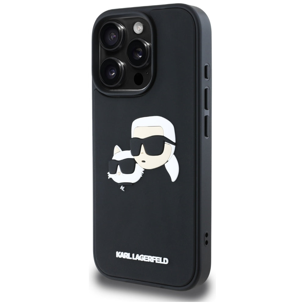 Case for Apple iPhone 16 Pro, Karl Lagerfeld, 3D Rubber Karl & Choupette, Black
