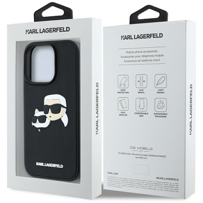 Case for Apple iPhone 16 Pro, Karl Lagerfeld, 3D Rubber Karl & Choupette, Black