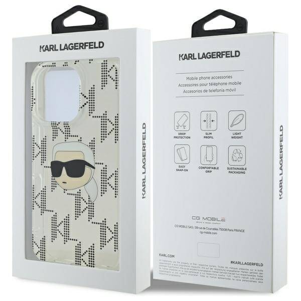Case for Apple iPhone 16 Pro, Karl Lagerfeld, IML Luxury Electroplated Karl's Head, Transparent