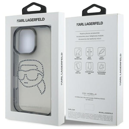Case for Apple iPhone 16 Pro Max, Karl Lagerfeld, IML Rhinestones Karl's Head, Black