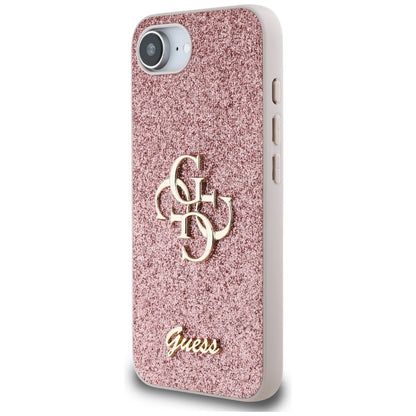 Case for Apple iPhone 16e, Guess, Fixed Glitter Big 4G, Pink