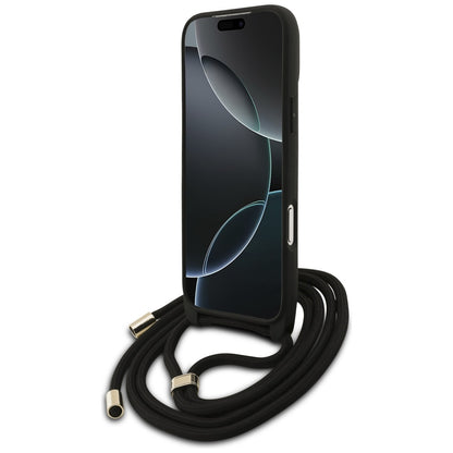 Case for Apple iPhone 17 Pro Max, Guess, 4G CBDY Big Logo with Cord Strap, Black