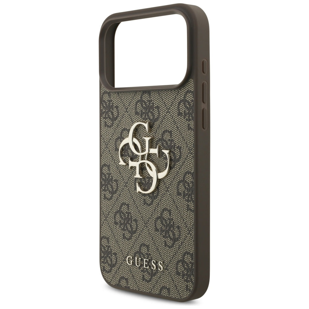 Case for Apple iPhone 17 Pro Max, Guess, 4G Classic Logo with Pearl Strap, Brown