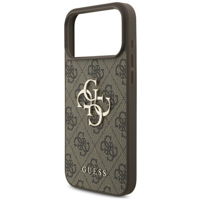 Case for Apple iPhone 17 Pro Max, Guess, 4G Classic Logo with Pearl Strap, Brown