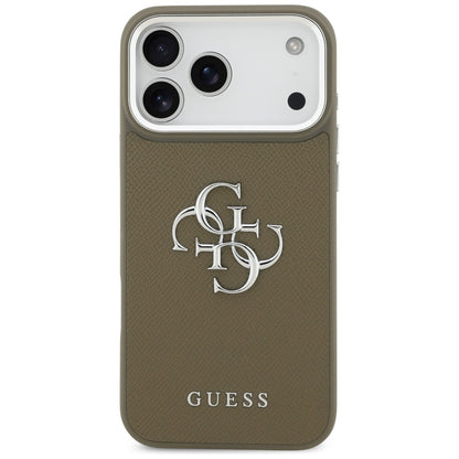 Case for Apple iPhone 17 Pro Max, Guess, 4G Grained Big And Classic Logo, Silver Brown