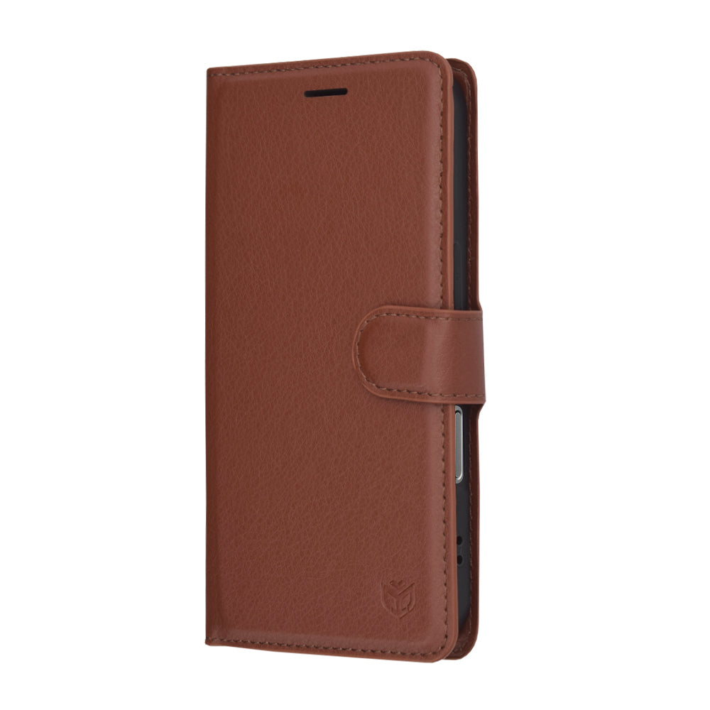 Case for Apple iPhone 17, Techsuit, Leather Folio, Brown