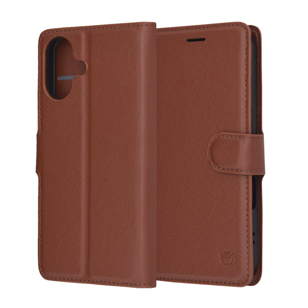 Case for Apple iPhone 17, Techsuit, Leather Folio, Brown