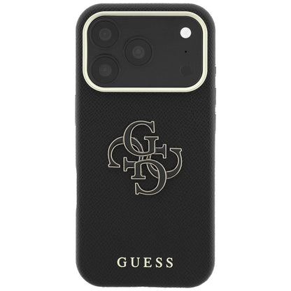 Case for Apple iPhone 18 Pro / 17 Pro, Guess, Grained Big Resin Logo, Black