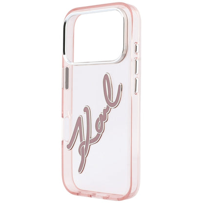 Case for Apple iPhone 18 Pro / 17 Pro, Karl Lagerfeld, IML Big Signature Resin Logo and Metal Frame, Pink