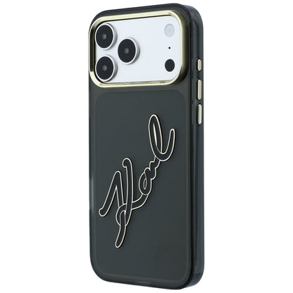 Case for Apple iPhone 18 Pro / 17 Pro, Karl Lagerfeld, IML Big Signature Resin Logo and Metal Frame, Black