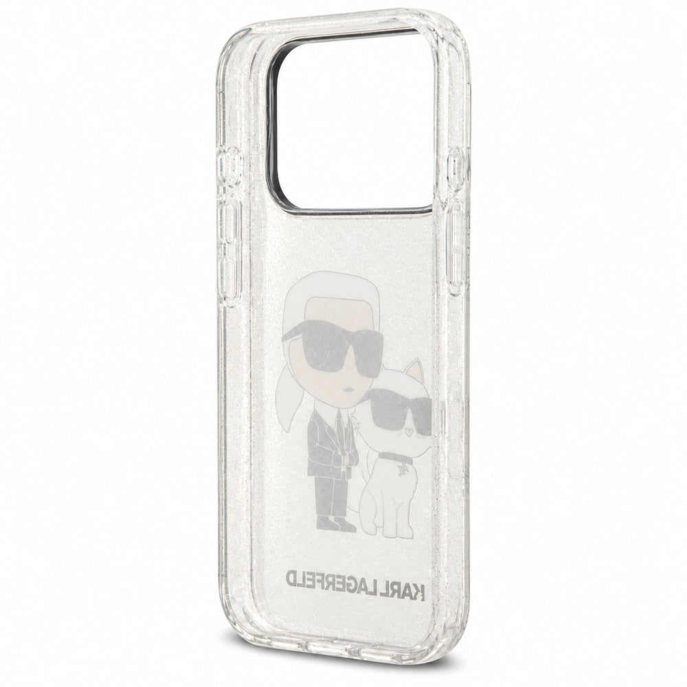 Case for Apple iPhone 18 Pro / 17 Pro, Karl Lagerfeld, IML Glitter Karl and Choupette NFT, Transparent