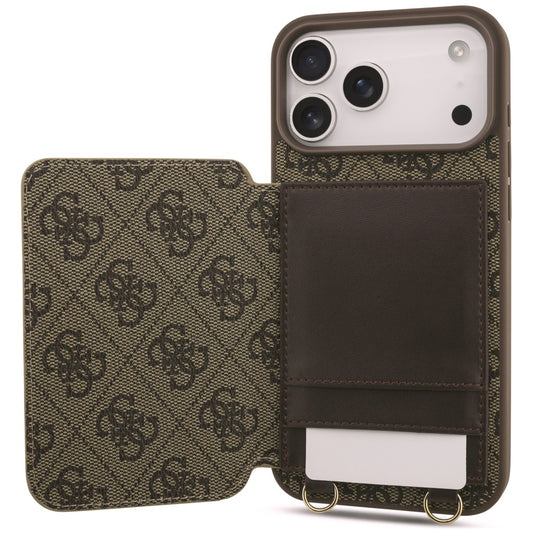 Case for Apple iPhone 18 Pro Max / 17 Pro Max, Guess, 4G Crossbody Cardslot, Brown