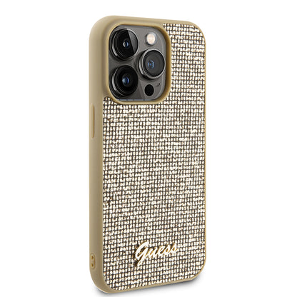 Case for Apple iPhone 15 Pro, Guess, PU Square Mirror Script Logo, Gold GUHCP15LPMSDGSD