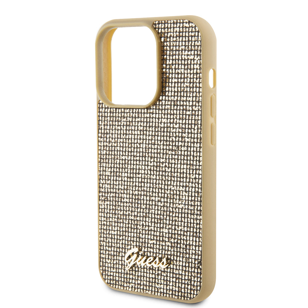 Case for Apple iPhone 15 Pro, Guess, PU Square Mirror Script Logo, Gold GUHCP15LPMSDGSD