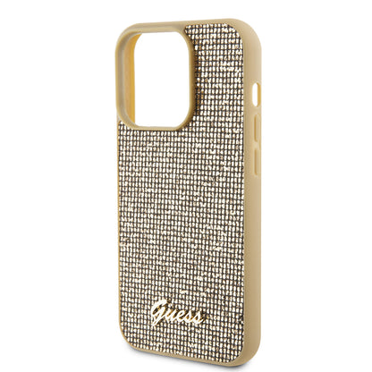 Case for Apple iPhone 15 Pro, Guess, PU Square Mirror Script Logo, Gold GUHCP15LPMSDGSD