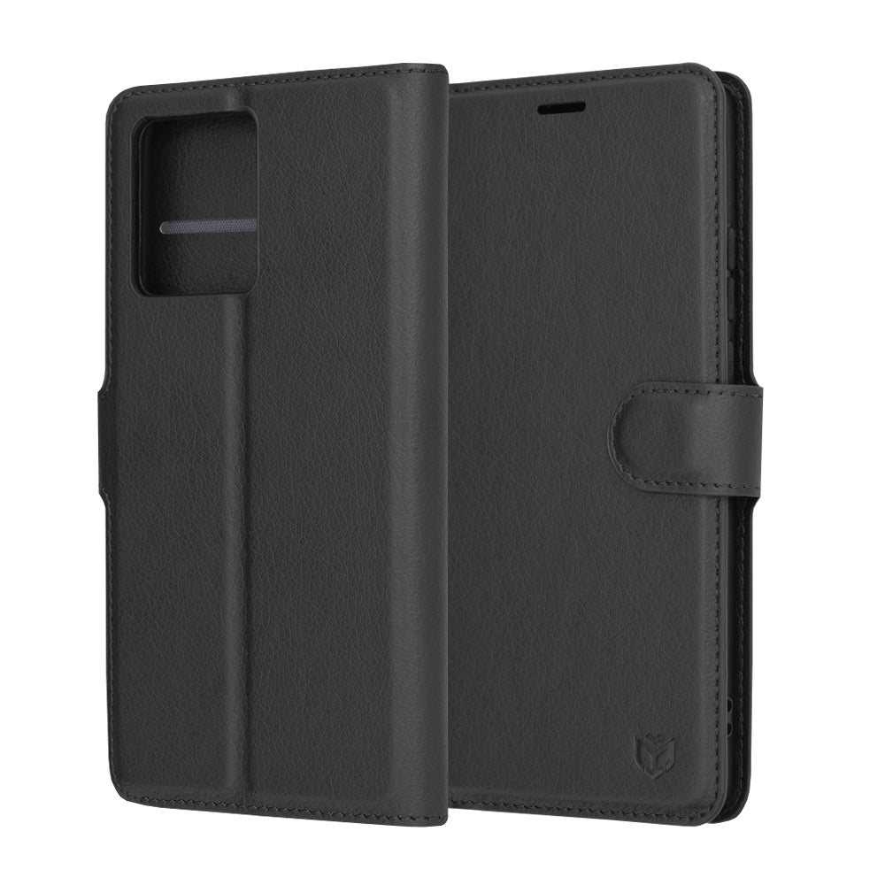 Case for Motorola Moto G86, Techsuit, Leather Folio, Black