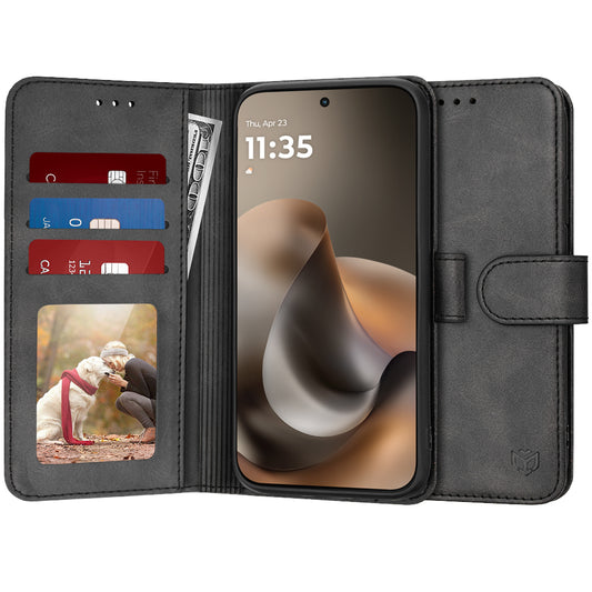 Case for Motorola Moto G77 / G67, Techsuit, Diary Book, Black