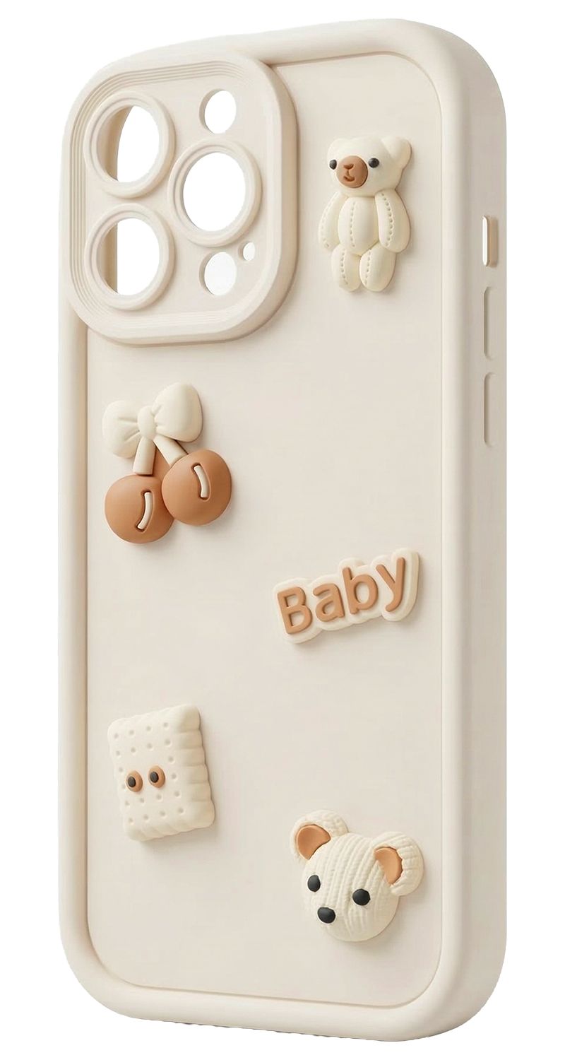 Case for Samsung Galaxy S25 S931, OEM, Ultra Trendy 3D Bear, Beige