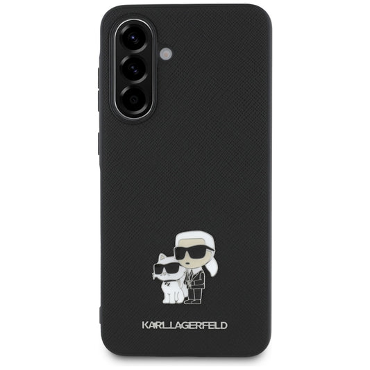 Case for Samsung Galaxy A56 A566, Karl Lagerfeld, Saffiano Karl & Choupette Metal, Black