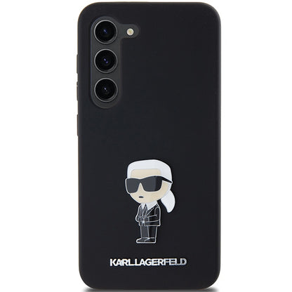 Case for Samsung Galaxy S23+ S916, Karl Lagerfeld, Silicone Ikonik Karl Metal, Black
